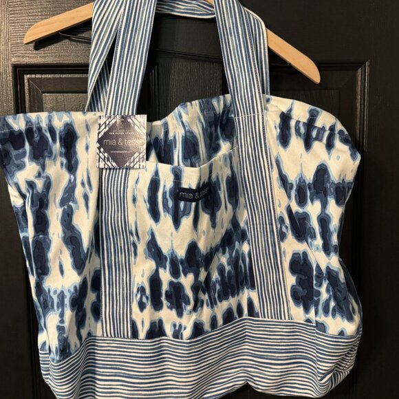 Mia & Tess Handbags - Mia & Tess Large Soft Tote Blue Tye Dye Canvas
